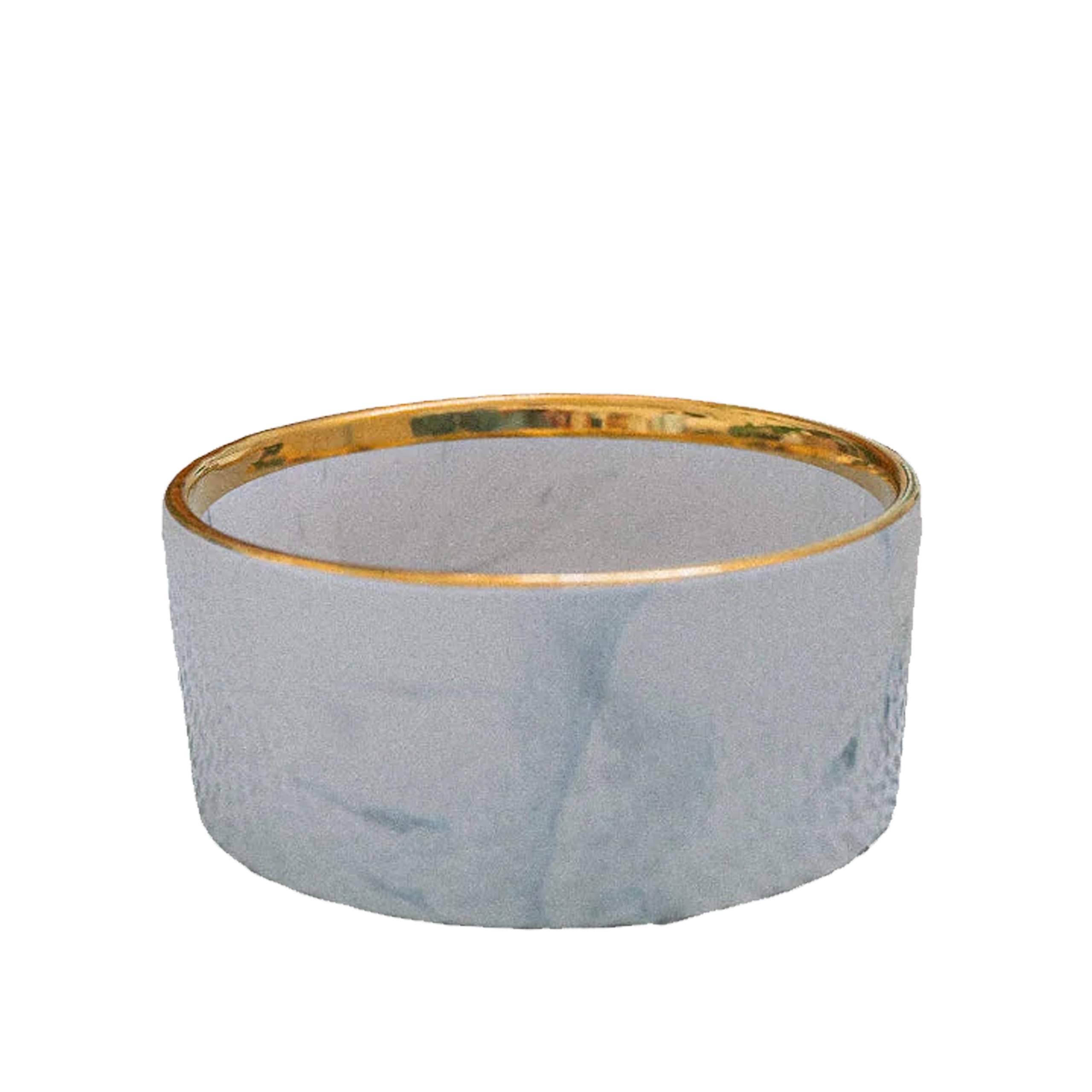 Grey Marble Dog Bowl with Gold Accent