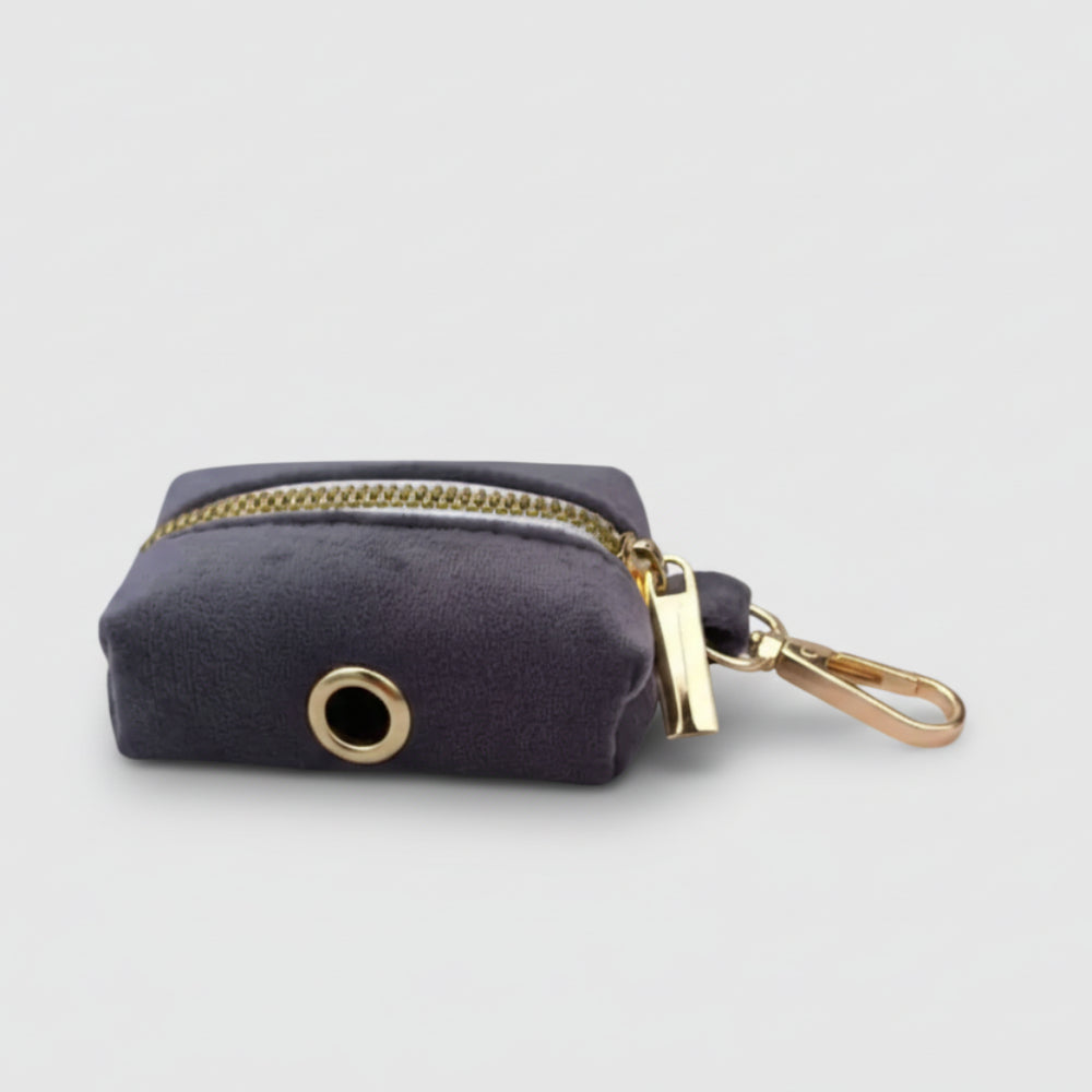 LUXE VELVET Poop Bag Holder - Slate Grey