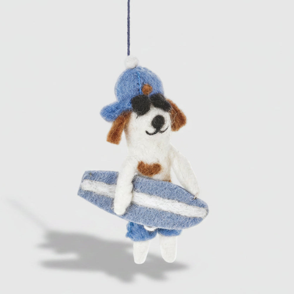 SURFER DOG Felt Decoration