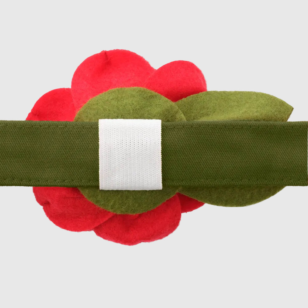 RED ROSE Dog Collar Flower