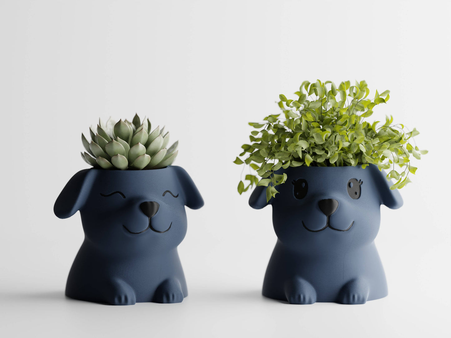Adorable Cute Puppy Dog Flower Pot | Decor with Personality: Beige / Open Eyes