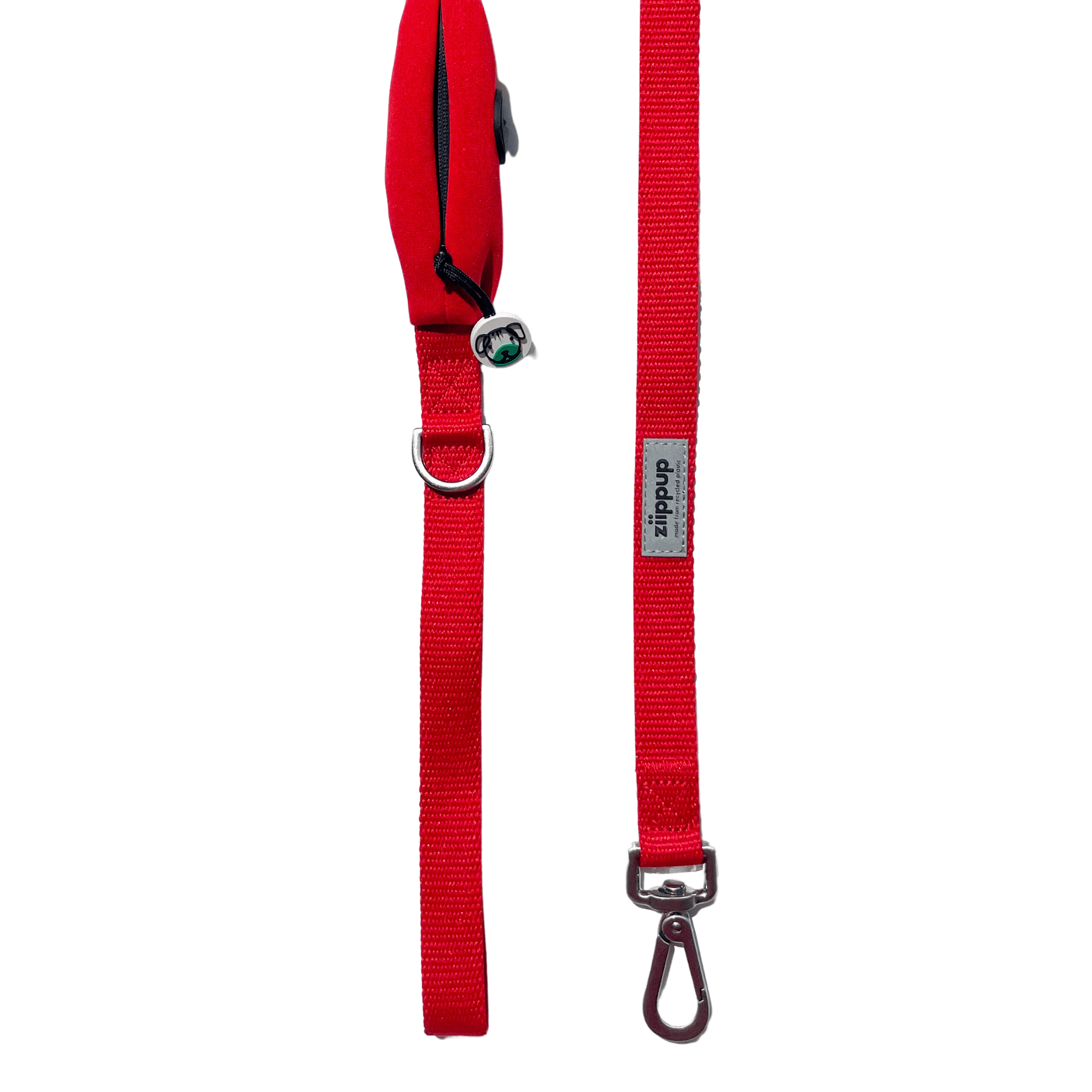 Red Dog Leash with Built-in Poop Bag Holder