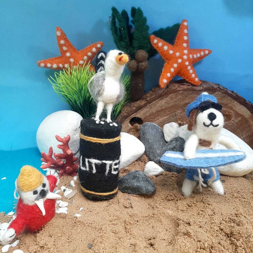 SURFER DOG Felt Decoration