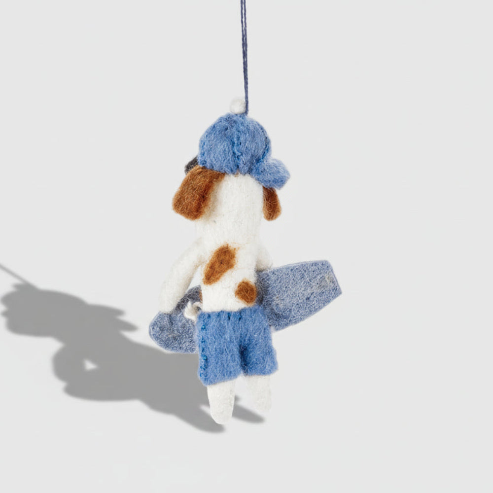 SURFER DOG Felt Decoration