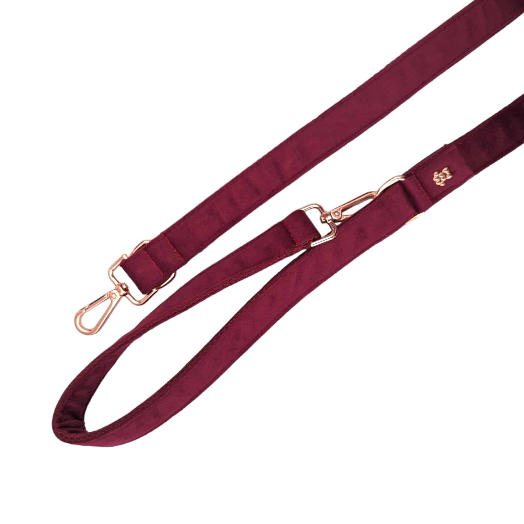 Luxe Velvet 4-in-1 Convertible Leash - Burgundy