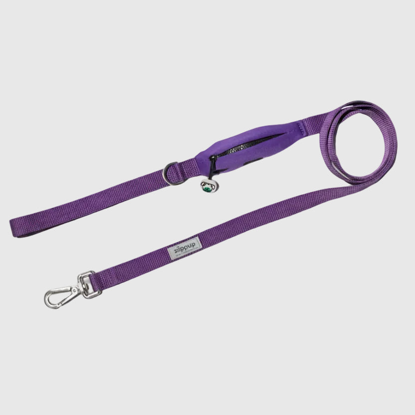 PURPLE DOG Leash with Built-in Poop Bag Holder